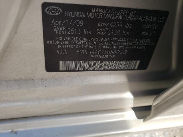 Photo 9 VIN: 5NPET4AC7AH588609 - HYUNDAI SONATA GLS 