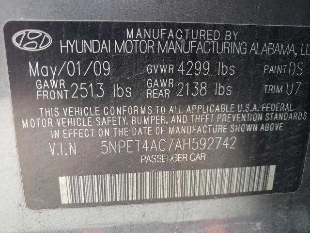 Photo 9 VIN: 5NPET4AC7AH592742 - HYUNDAI SONATA GLS 