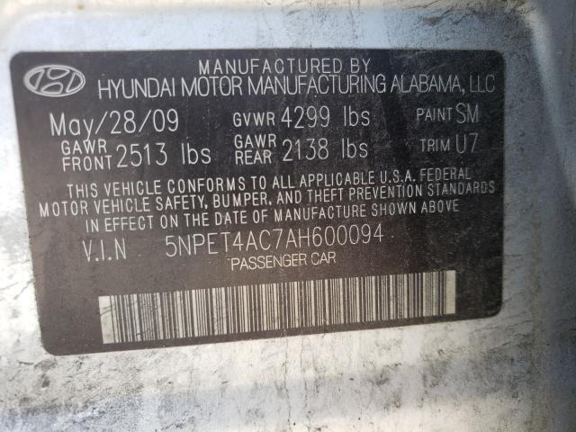 Photo 9 VIN: 5NPET4AC7AH600094 - HYUNDAI SONATA GLS 