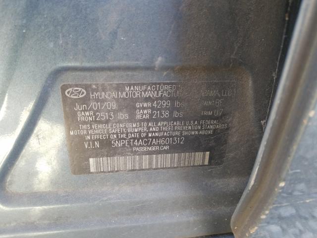 Photo 9 VIN: 5NPET4AC7AH601312 - HYUNDAI SONATA GLS 