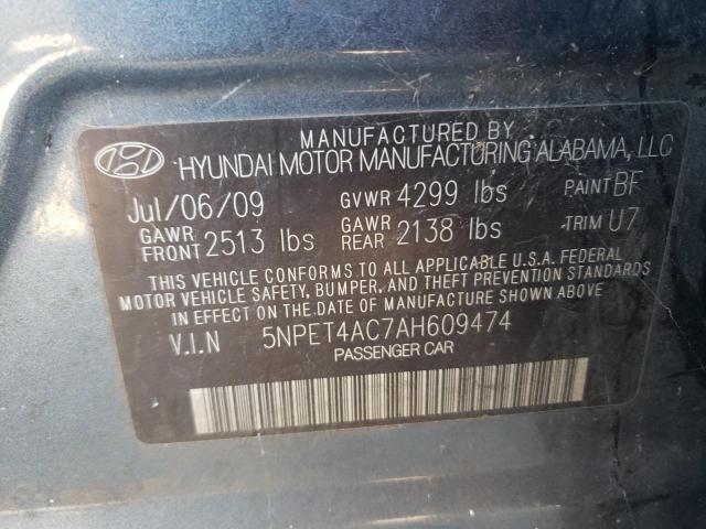 Photo 9 VIN: 5NPET4AC7AH609474 - HYUNDAI SONATA GLS 