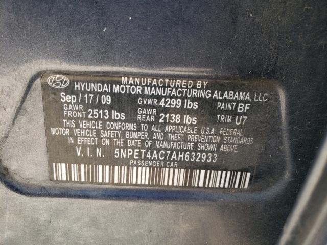 Photo 9 VIN: 5NPET4AC7AH632933 - HYUNDAI SONATA GLS 