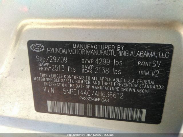 Photo 8 VIN: 5NPET4AC7AH636612 - HYUNDAI SONATA 