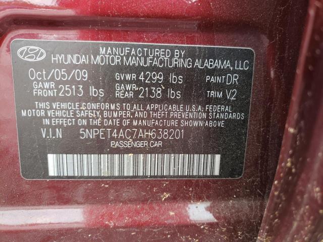 Photo 9 VIN: 5NPET4AC7AH638201 - HYUNDAI SONATA GLS 