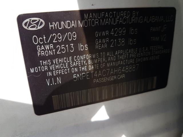 Photo 9 VIN: 5NPET4AC7AH648887 - HYUNDAI SONATA GLS 