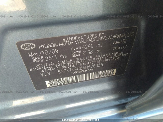 Photo 8 VIN: 5NPET4AC8AH576355 - HYUNDAI SONATA 