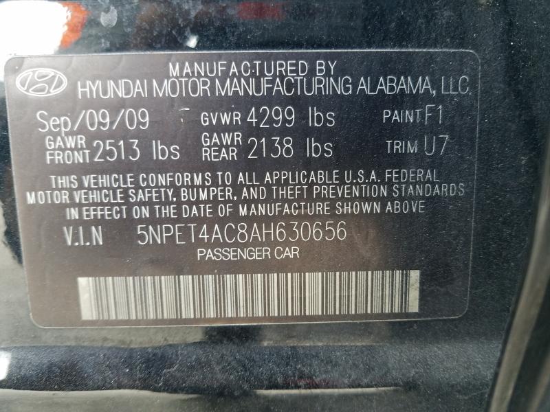 Photo 9 VIN: 5NPET4AC8AH630656 - HYUNDAI SONATA GLS 