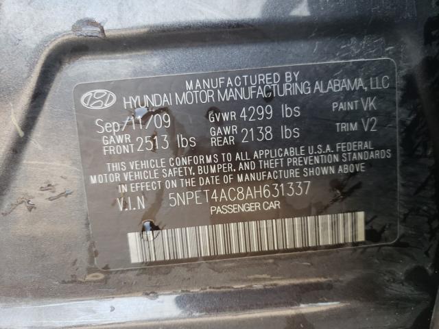 Photo 9 VIN: 5NPET4AC8AH631337 - HYUNDAI SONATA GLS 