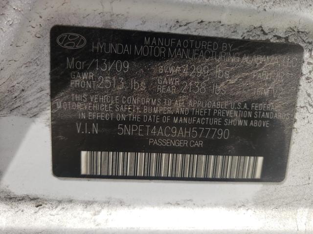 Photo 9 VIN: 5NPET4AC9AH577790 - HYUNDAI SONATA GLS 