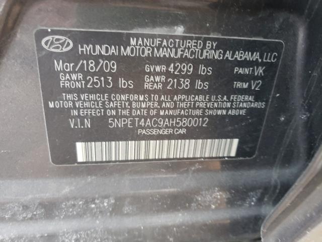 Photo 9 VIN: 5NPET4AC9AH580012 - HYUNDAI SONATA GLS 