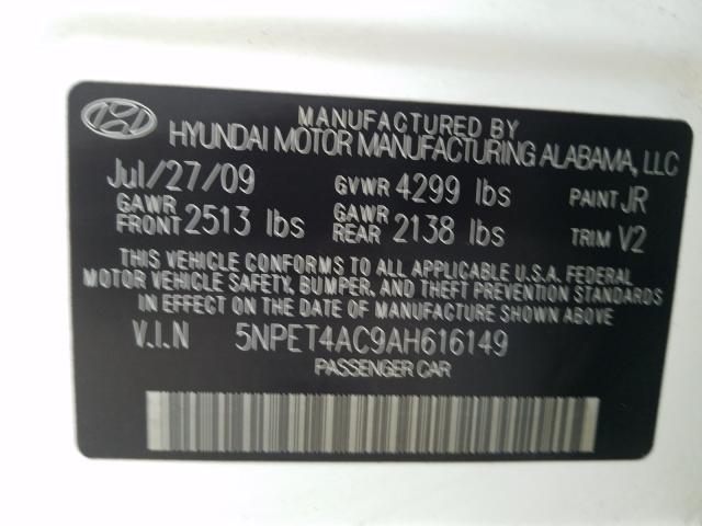 Photo 9 VIN: 5NPET4AC9AH616149 - HYUNDAI SONATA GLS 