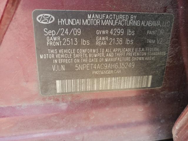 Photo 9 VIN: 5NPET4AC9AH635249 - HYUNDAI SONATA GLS 