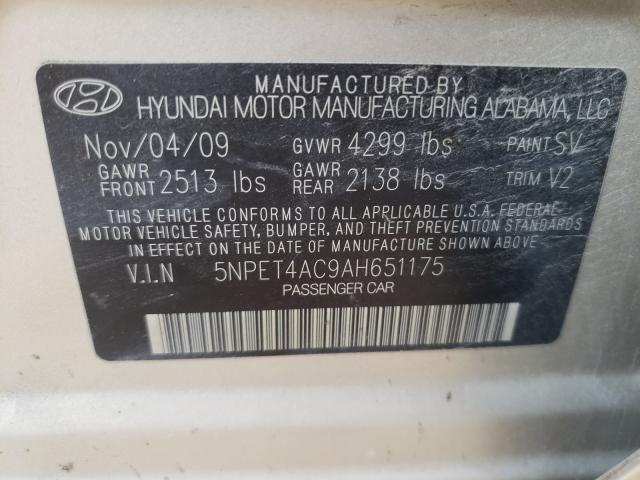 Photo 9 VIN: 5NPET4AC9AH651175 - HYUNDAI SONATA GLS 