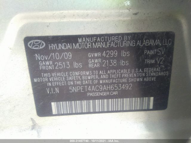 Photo 8 VIN: 5NPET4AC9AH653492 - HYUNDAI SONATA 