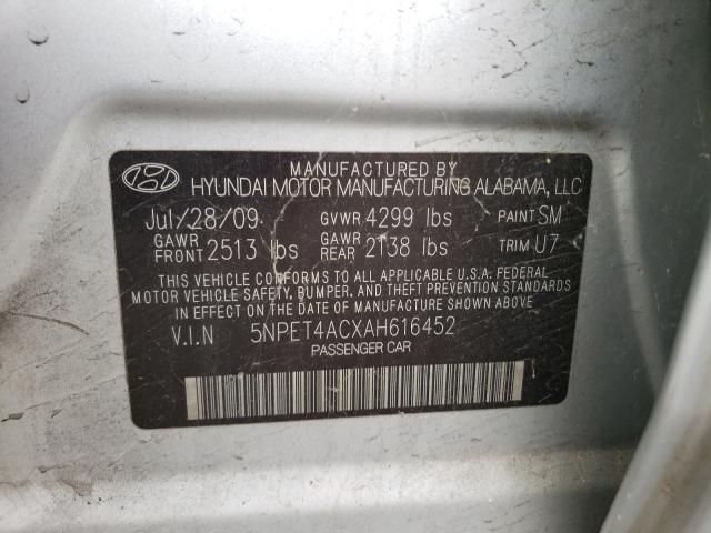 Photo 9 VIN: 5NPET4ACXAH616452 - HYUNDAI SONATA GLS 