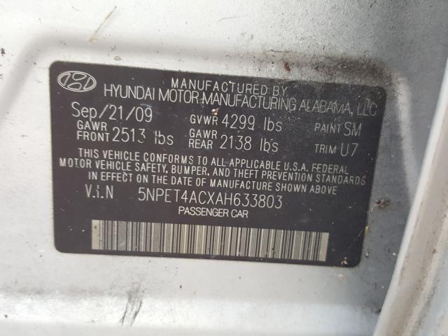 Photo 9 VIN: 5NPET4ACXAH633803 - HYUNDAI SONATA GLS 