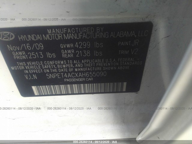 Photo 8 VIN: 5NPET4ACXAH655090 - HYUNDAI SONATA 