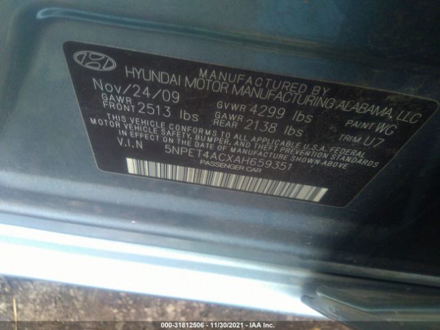 Photo 8 VIN: 5NPET4ACXAH659351 - HYUNDAI SONATA 