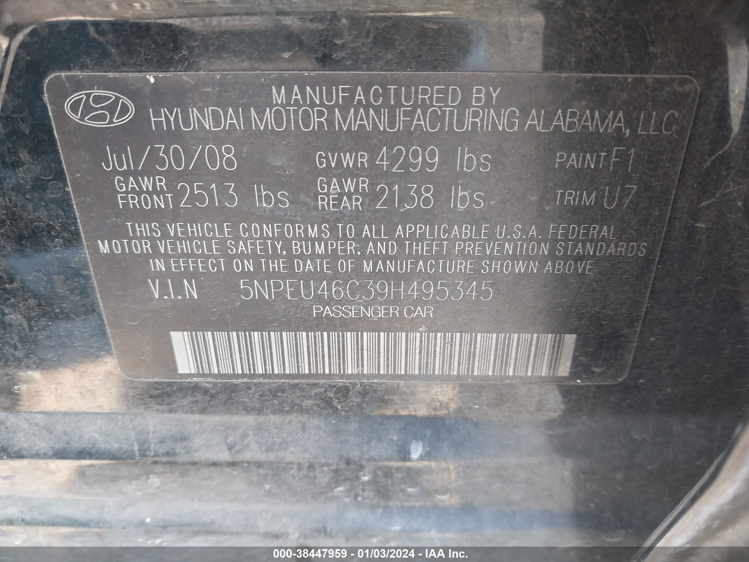 Photo 8 VIN: 5NPEU46C39H495345 - HYUNDAI SONATA 