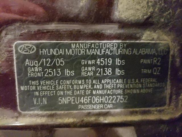 Photo 11 VIN: 5NPEU46F06H022752 - HYUNDAI SONATA 