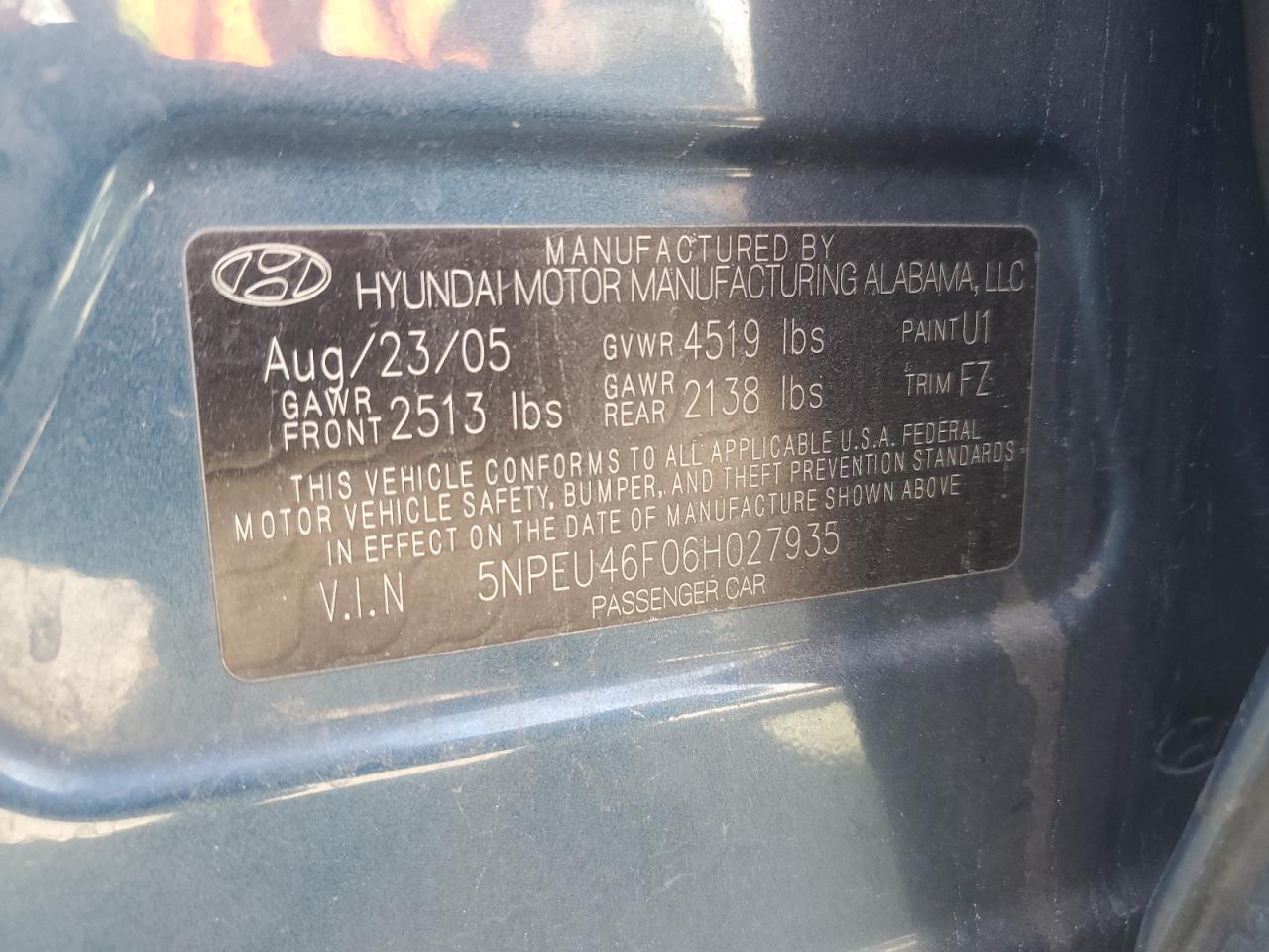 Photo 12 VIN: 5NPEU46F06H027935 - HYUNDAI SONATA 