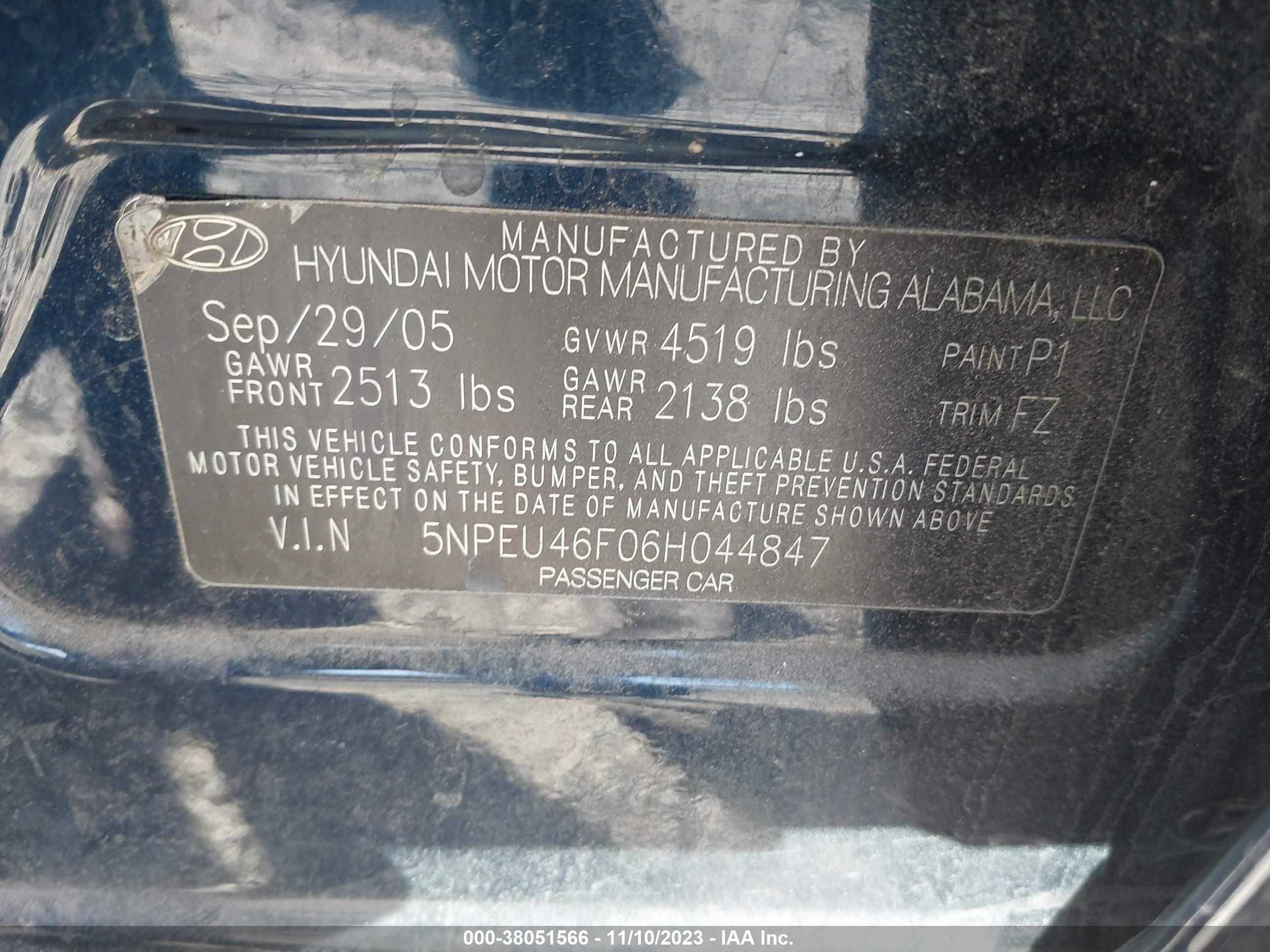 Photo 8 VIN: 5NPEU46F06H044847 - HYUNDAI SONATA 