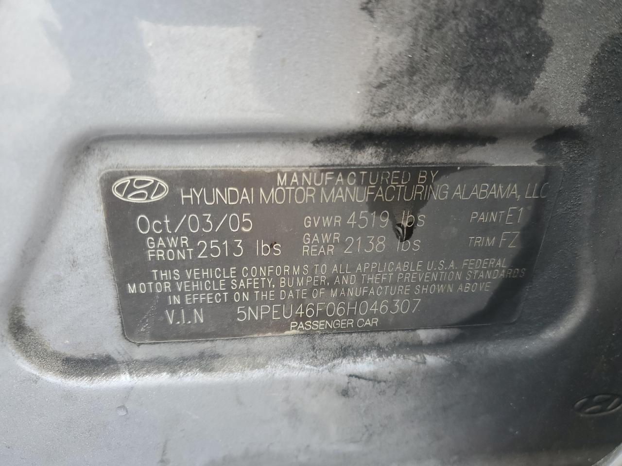 Photo 11 VIN: 5NPEU46F06H046307 - HYUNDAI SONATA 