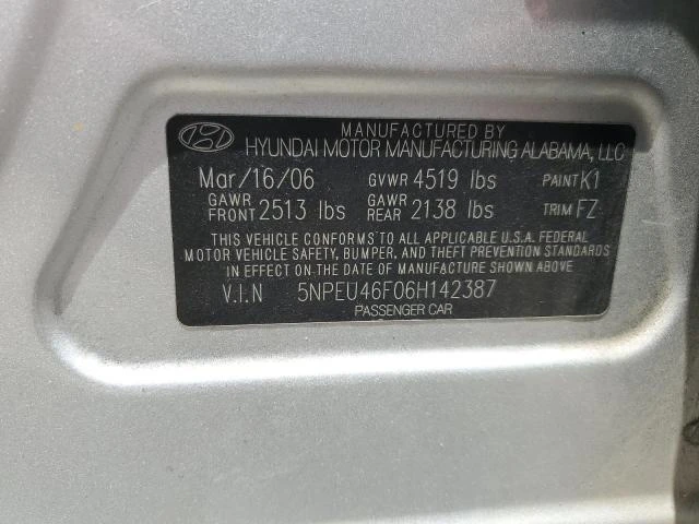 Photo 11 VIN: 5NPEU46F06H142387 - HYUNDAI SONATA GLS 