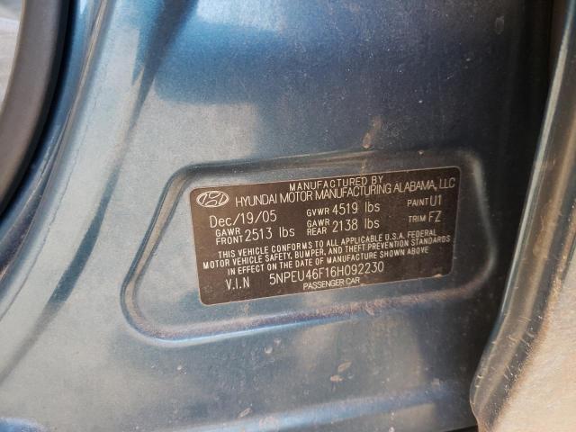 Photo 9 VIN: 5NPEU46F16H092230 - HYUNDAI SONATA GLS 