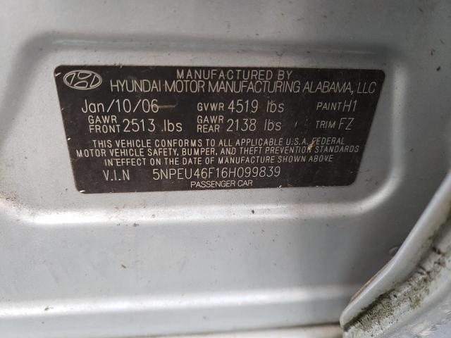 Photo 11 VIN: 5NPEU46F16H099839 - HYUNDAI SONATA GLS 