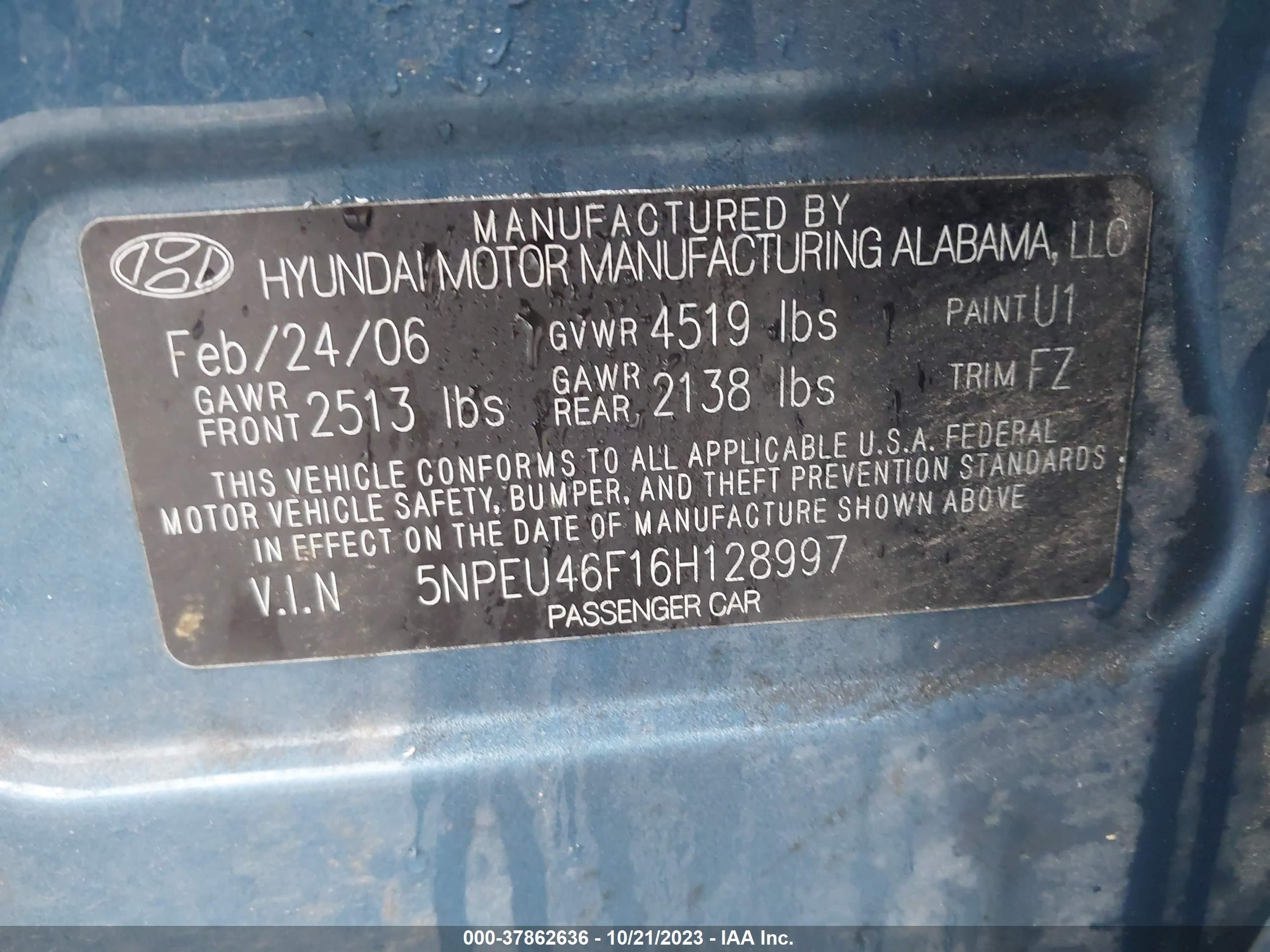 Photo 8 VIN: 5NPEU46F16H128997 - HYUNDAI SONATA 