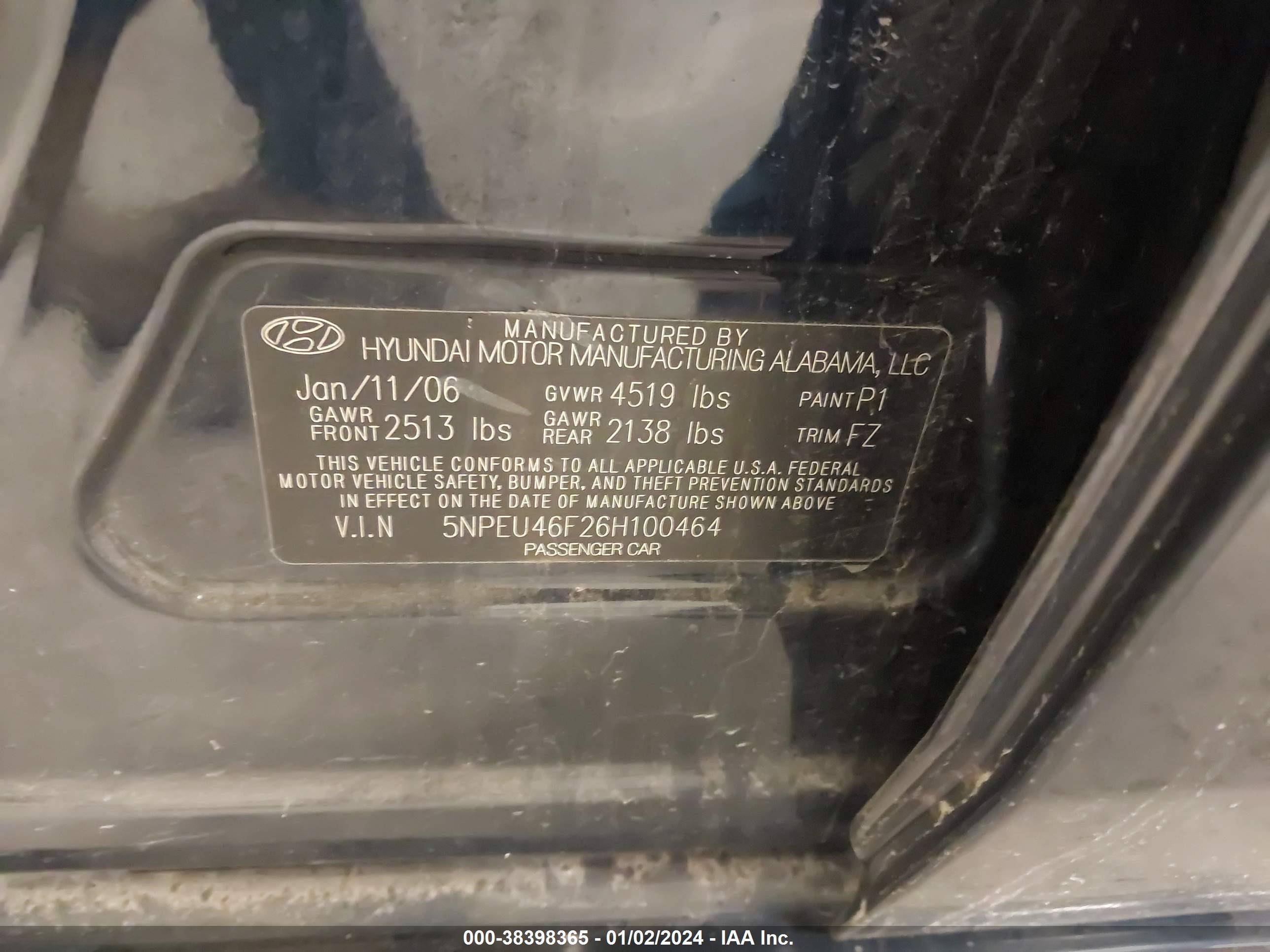 Photo 8 VIN: 5NPEU46F26H100464 - HYUNDAI SONATA 