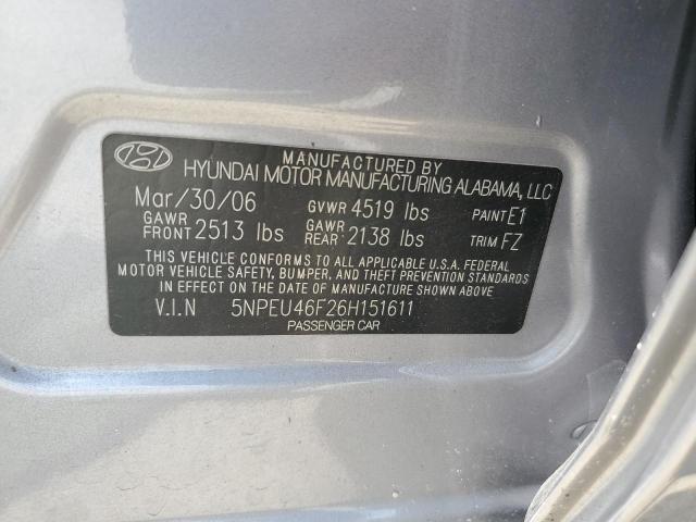 Photo 12 VIN: 5NPEU46F26H151611 - HYUNDAI SONATA GLS 