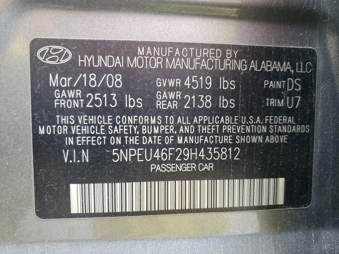 Photo 12 VIN: 5NPEU46F29H435812 - HYUNDAI SONATA 