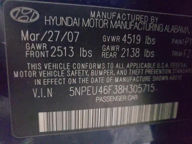 Photo 9 VIN: 5NPEU46F38H305715 - HYUNDAI SONATA SE 