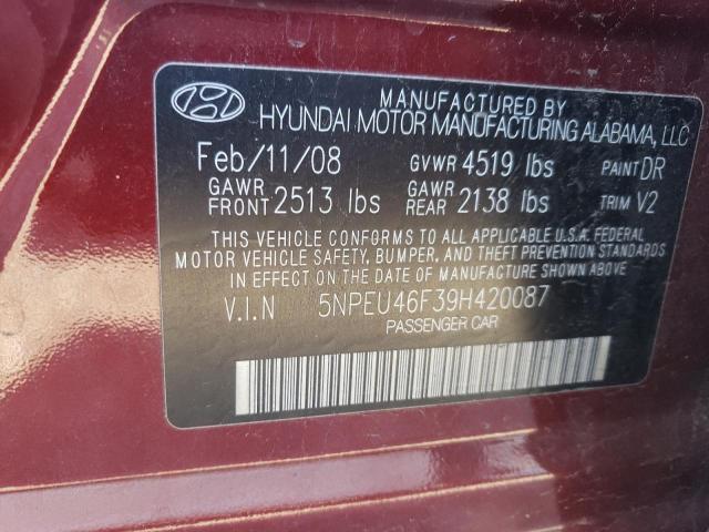 Photo 12 VIN: 5NPEU46F39H420087 - HYUNDAI SONATA 