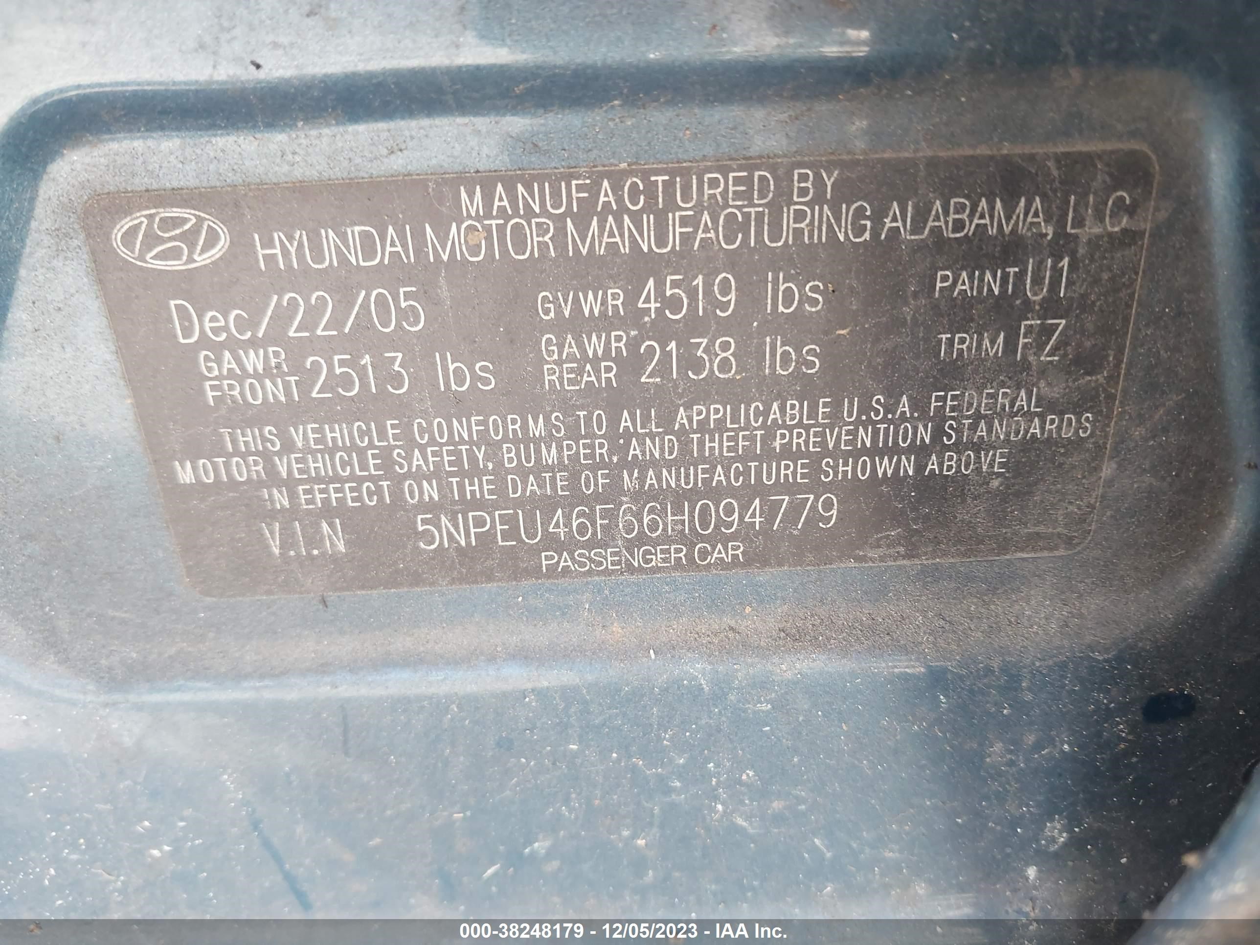 Photo 8 VIN: 5NPEU46F66H094779 - HYUNDAI SONATA 