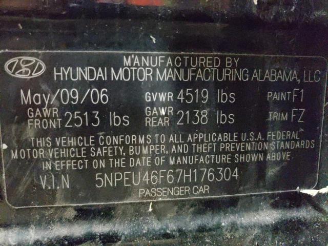 Photo 9 VIN: 5NPEU46F67H176304 - HYUNDAI SONATA SE 