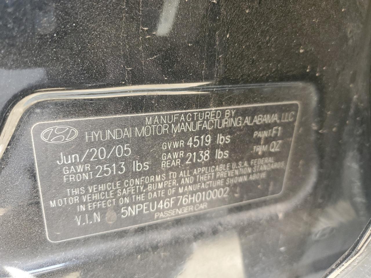 Photo 11 VIN: 5NPEU46F76H010002 - HYUNDAI SONATA 