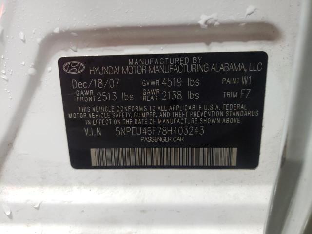 Photo 9 VIN: 5NPEU46F78H403243 - HYUNDAI SONATA SE 