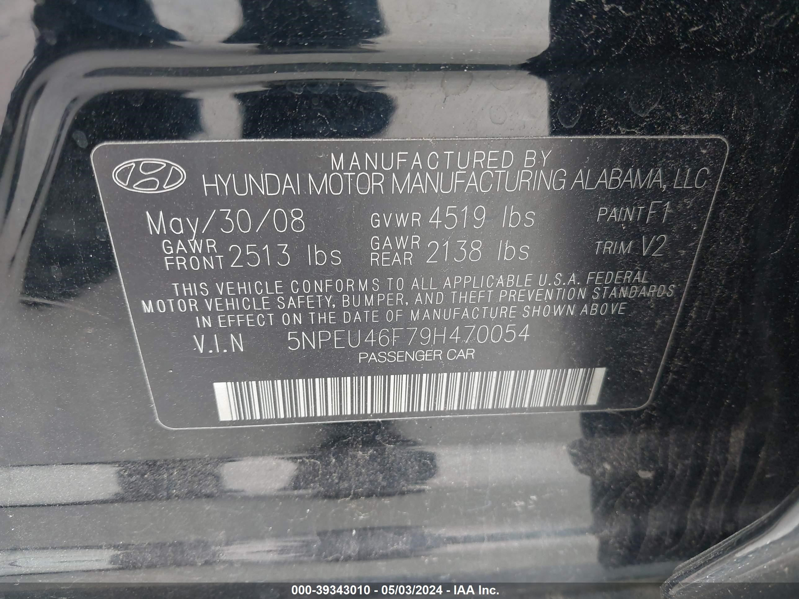 Photo 8 VIN: 5NPEU46F79H470054 - HYUNDAI SONATA 