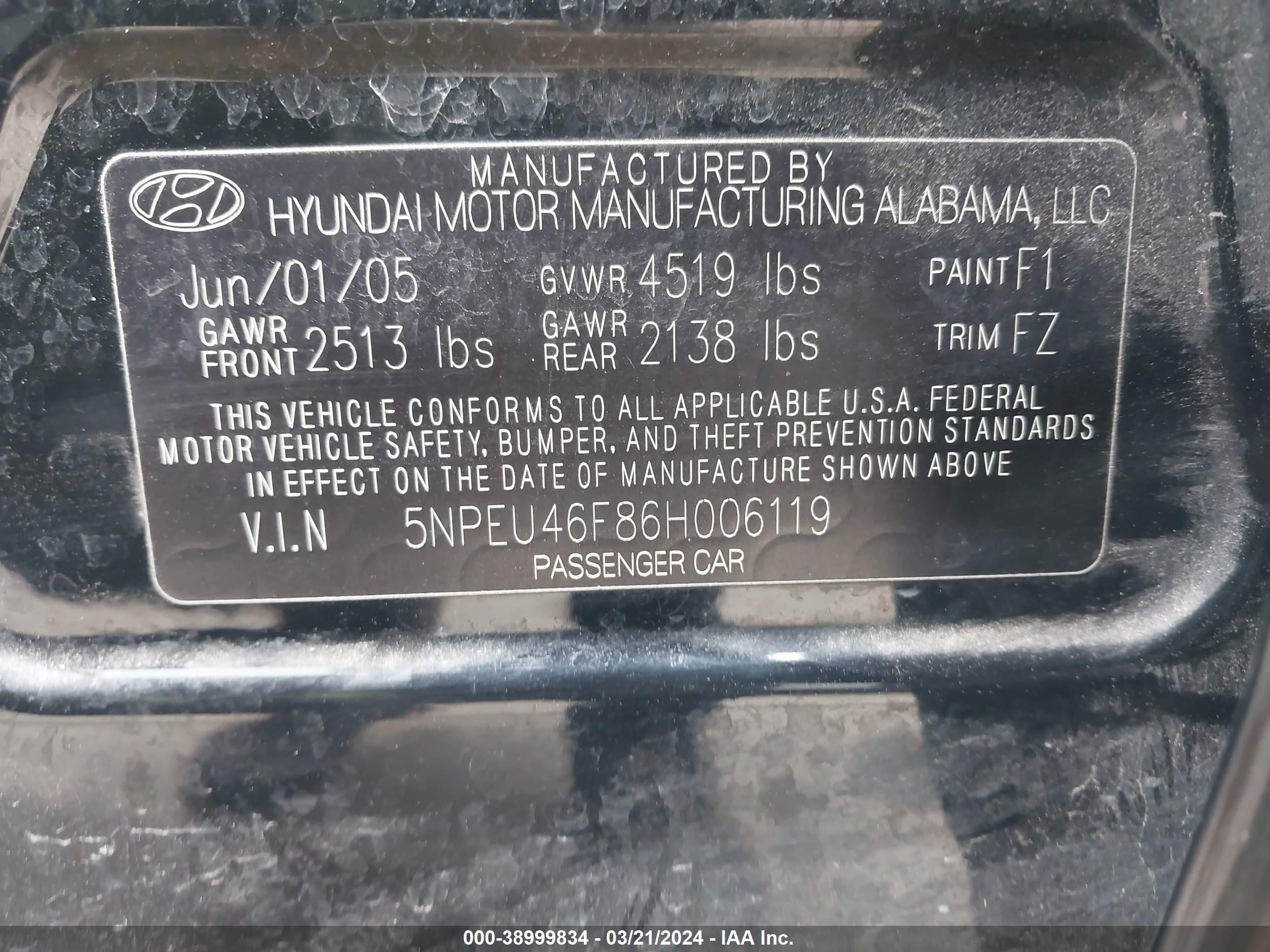 Photo 8 VIN: 5NPEU46F86H006119 - HYUNDAI SONATA 