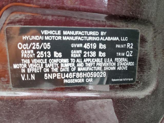 Photo 11 VIN: 5NPEU46F86H059029 - HYUNDAI SONATA GLS 