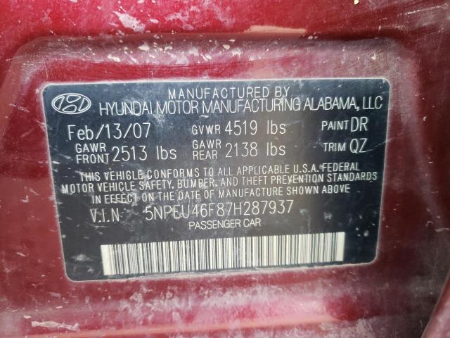 Photo 9 VIN: 5NPEU46F87H287937 - HYUNDAI SONATA SE 