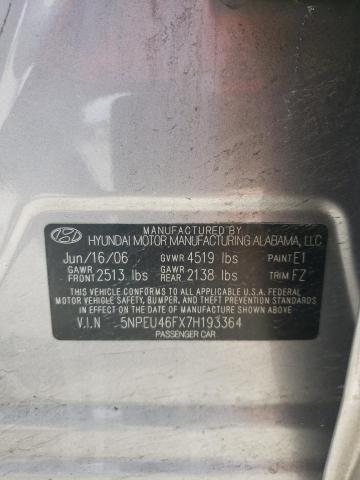 Photo 9 VIN: 5NPEU46FX7H193364 - HYUNDAI SONATA SE 