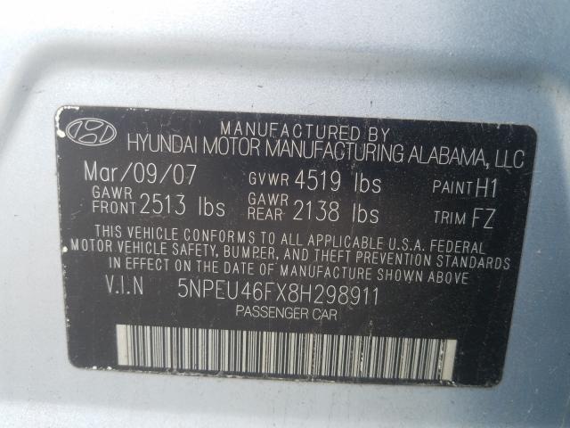 Photo 9 VIN: 5NPEU46FX8H298911 - HYUNDAI SONATA SE 