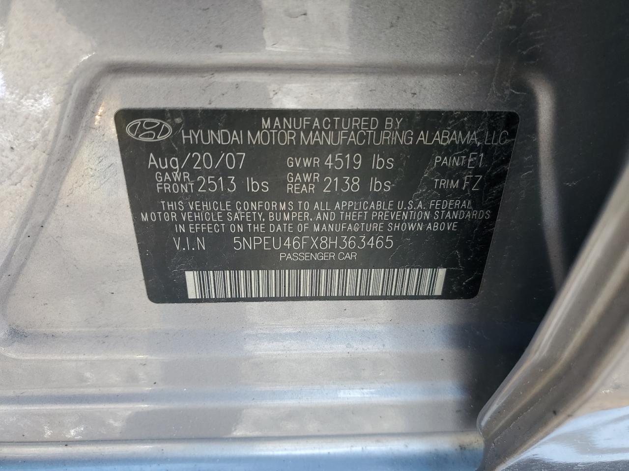 Photo 12 VIN: 5NPEU46FX8H363465 - HYUNDAI SONATA 