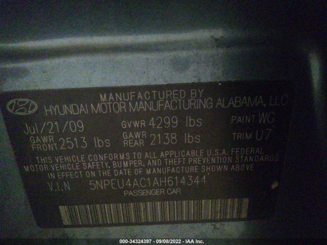 Photo 8 VIN: 5NPEU4AC1AH614344 - HYUNDAI SONATA 