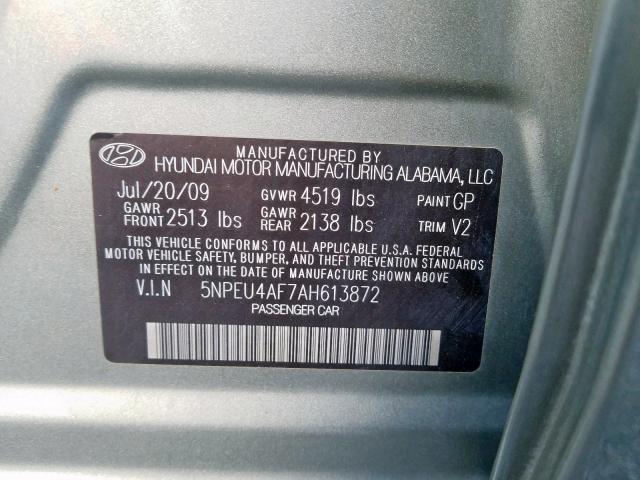 Photo 9 VIN: 5NPEU4AF7AH613872 - HYUNDAI SONATA SE 