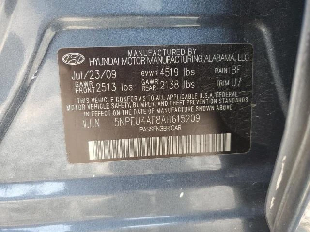 Photo 11 VIN: 5NPEU4AF8AH615209 - HYUNDAI SONATA SE 